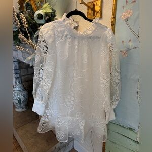 Karlie lace white long sleeve high neck mini dress NWOT